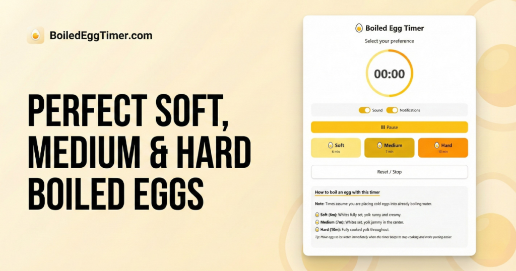 🥚 Boiled Egg Timer — Online Timer & Time Chart for Soft, Medium, Hard Eggs